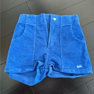 High Waist Blue Corduroy Shorts